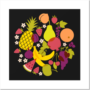 Pineapple Orange Grape Fresh Fruit Posters and Art